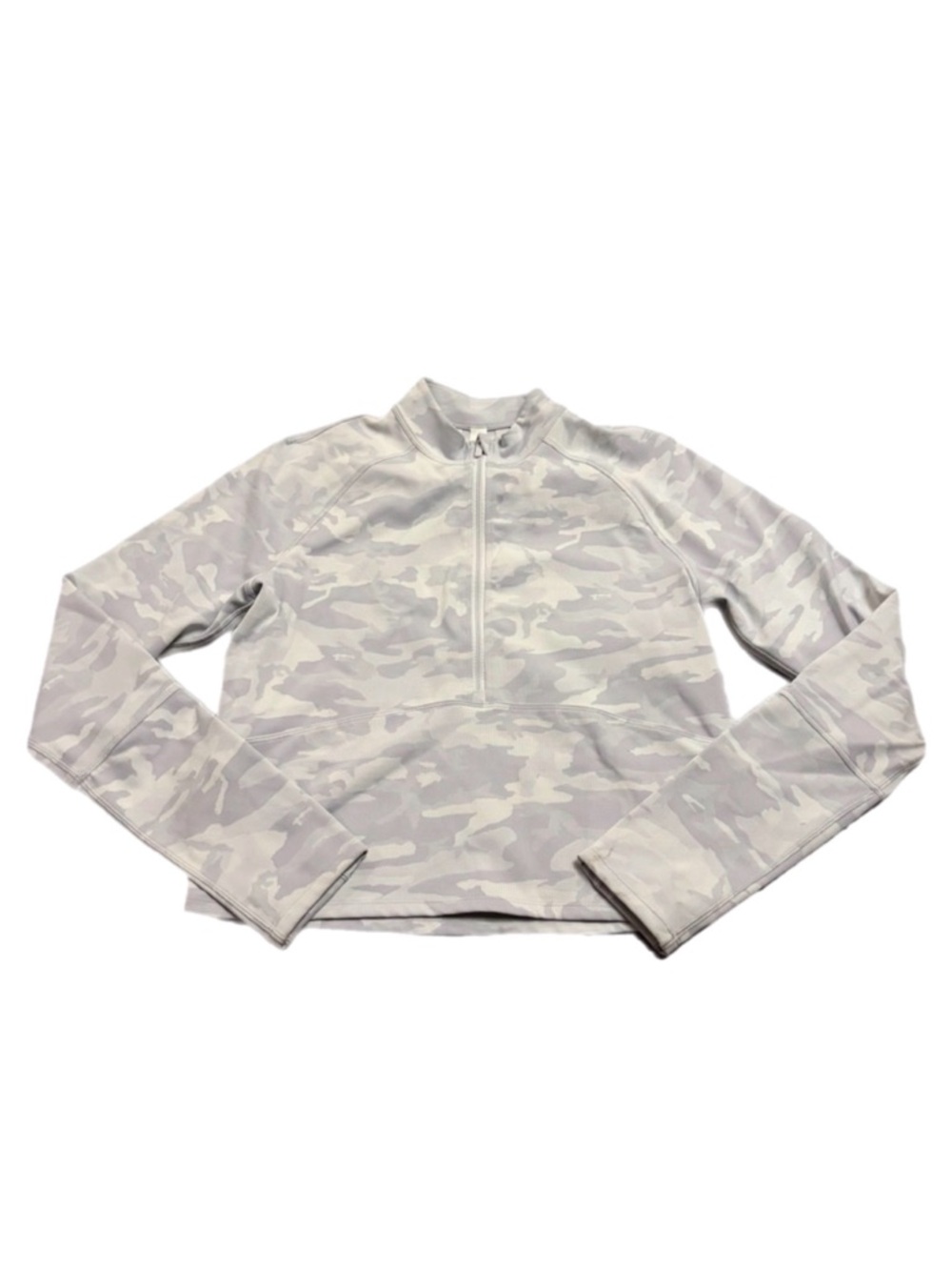 Lululemon Its Rulu Run Cropped Half Zip (Incognito Alpine White Camo Grey) 8